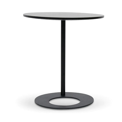 Wooden Top with Rounded Metal Base Side Table