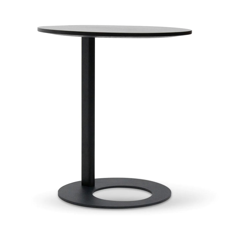 Wooden Top with Rounded Metal Base Side Table
