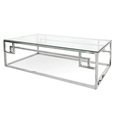 Glass Top Coffee Table - Silver
