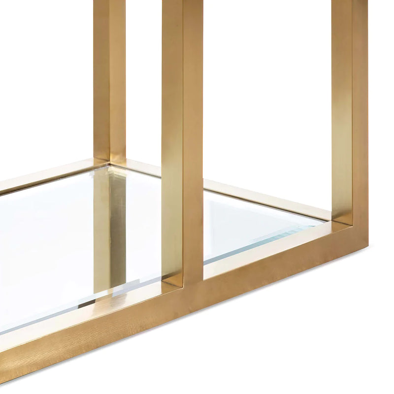 Glass Console Table - Brushed Gold