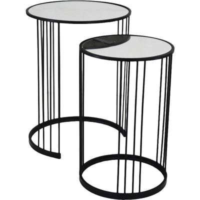 Balcombe Side Table With Mirror Top Set of 2 - Black