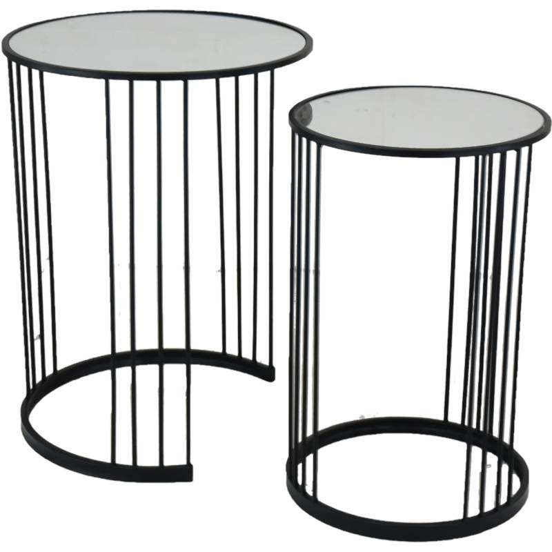 Balcombe Side Table With Mirror Top Set of 2 - Black