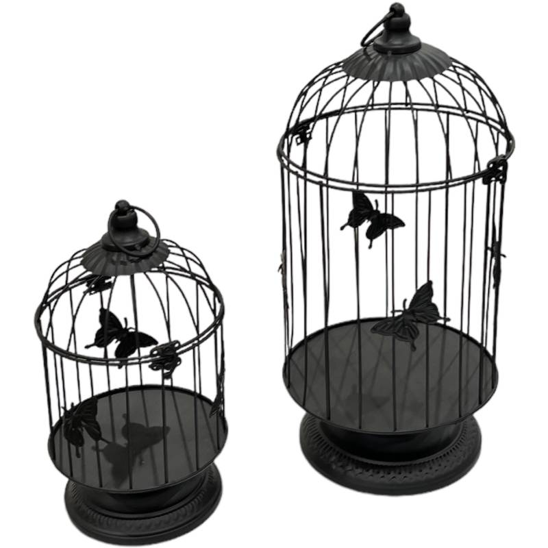 Butterfly Bird Cage Set of 2 - Black