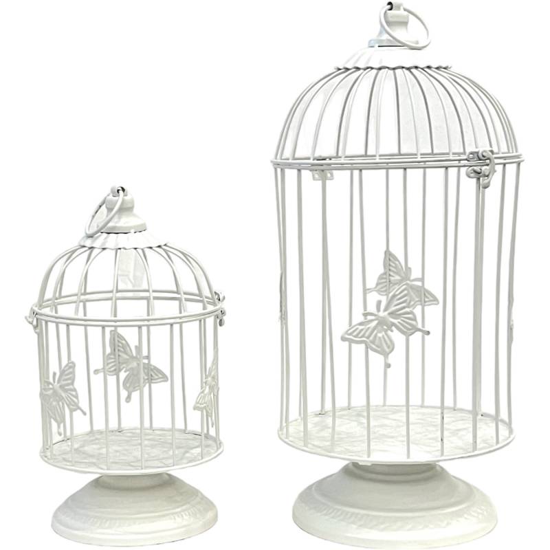 Butterfly Bird Cage Set of 2 - White