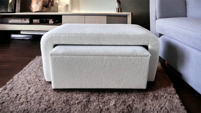 Bench and Storage Trunk - White Boucle