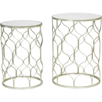 Side Table With Mirror Top Set of 2 - Champagne