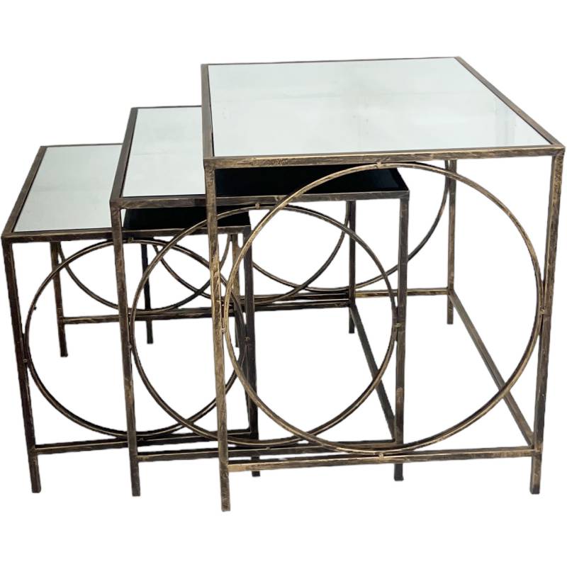 Washington Side Table With Mirror Top Set of 3