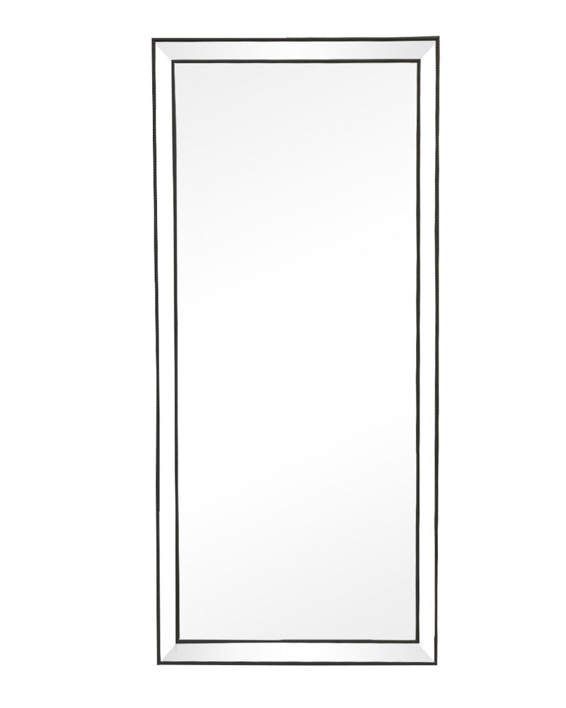 XL Traditional Beaded Mirror - Matte Black