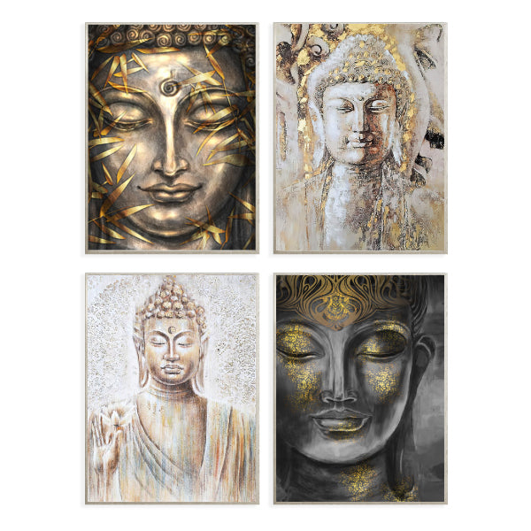 Buddha Spirit Framed Canvas Wood Grain Colour A