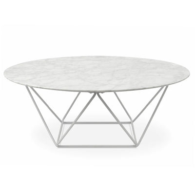 Round Marble Coffee Table with White Base