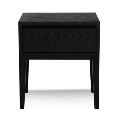 Oak Bedside Table - Black