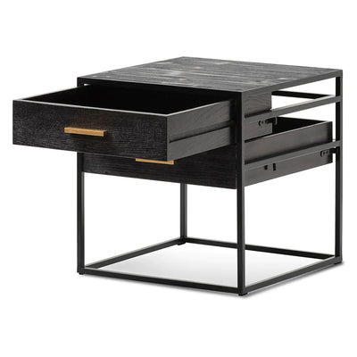 Geometric Metal Side Table with Two Drawers