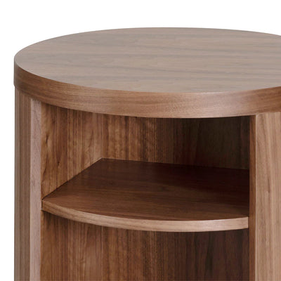 Round Wooden with Two Shelves Bedside Table