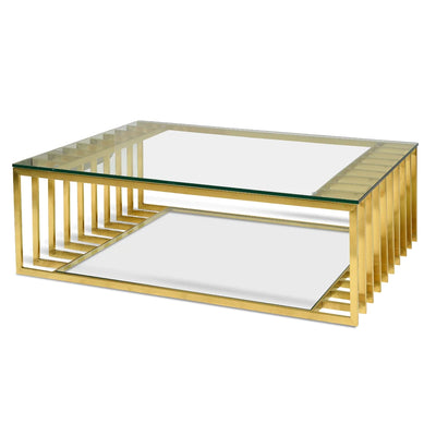 Glass Coffee Table in Gold Base