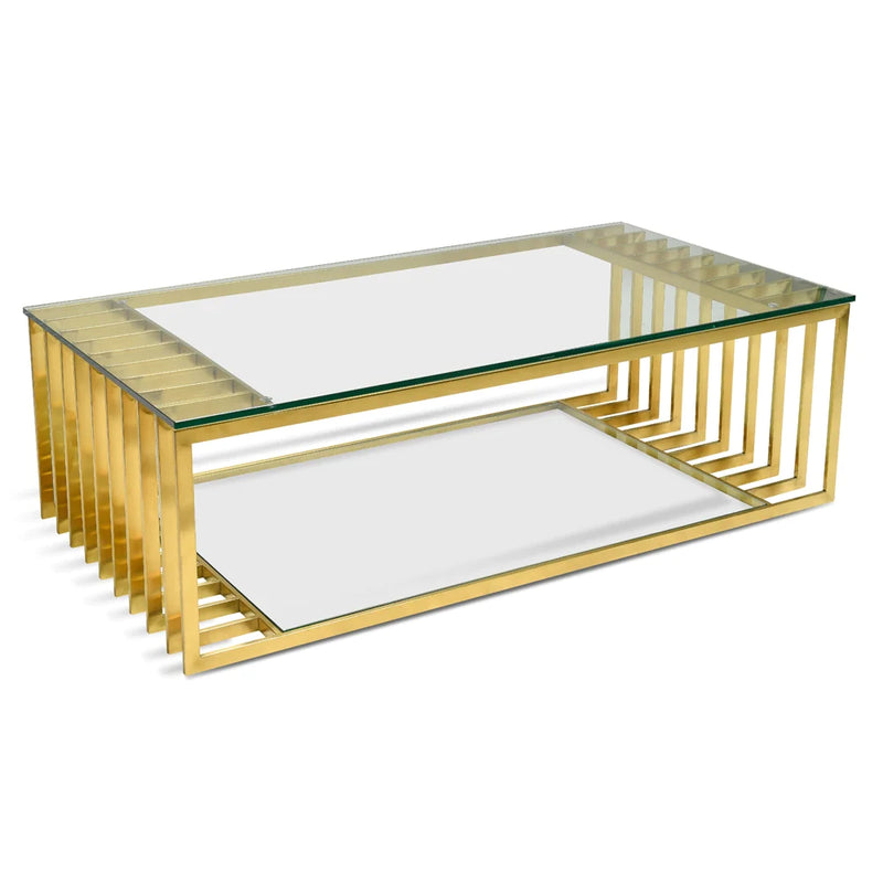 Glass Coffee Table in Gold Base