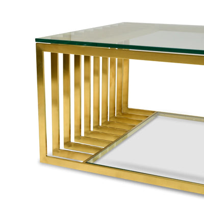 Glass Coffee Table in Gold Base