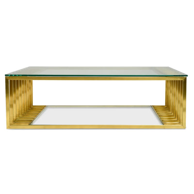 Glass Coffee Table in Gold Base