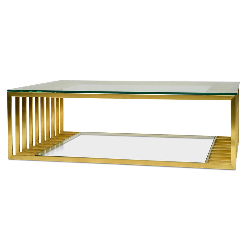 Glass Coffee Table in Gold Base