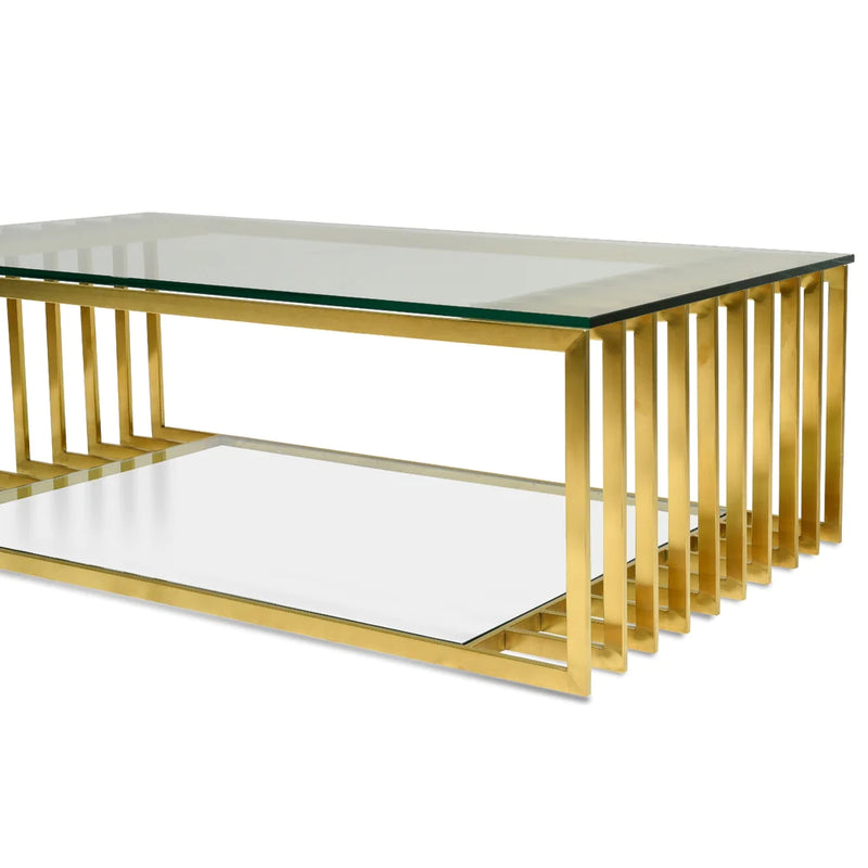 Glass Coffee Table in Gold Base