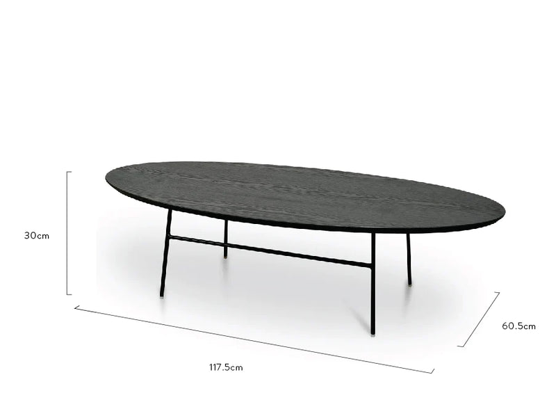 Oval Shaped Ash Veneer Coffee Table