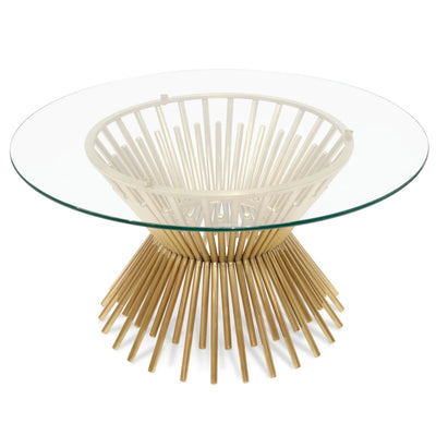 Glass Coffee Table in Brushed Gold Base