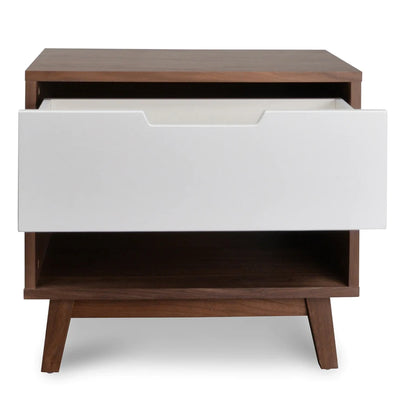 White Matte Painted Drawer Bedside Table with shelf