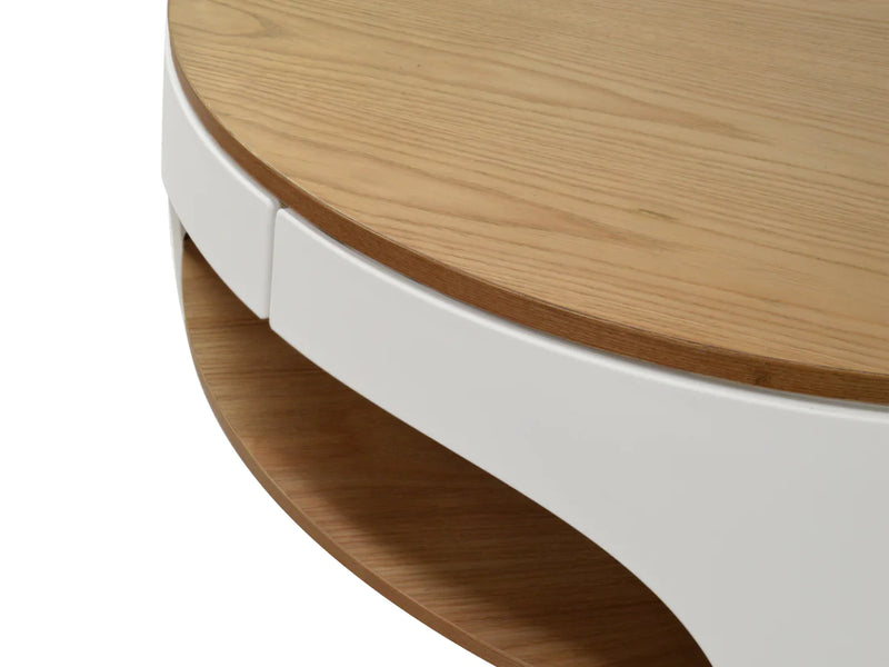 Round Coffee Table - Natural and White