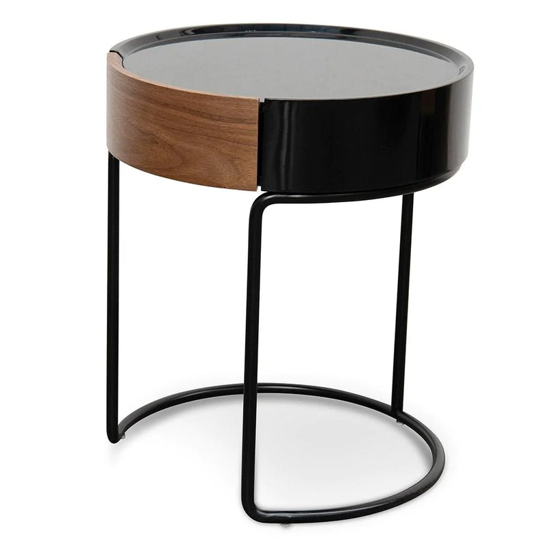 Round Side Table with Pull-out Drawer