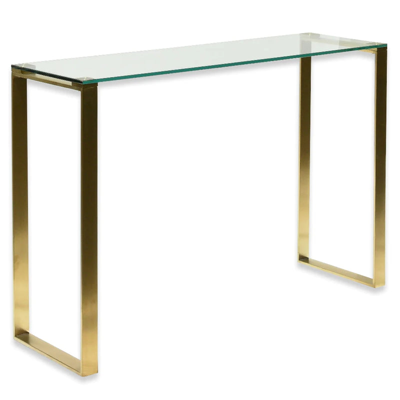 Glass Console Table Brushed Gold Base