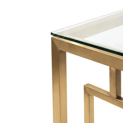 Rectangular Glass Console Table Brushed Gold Base