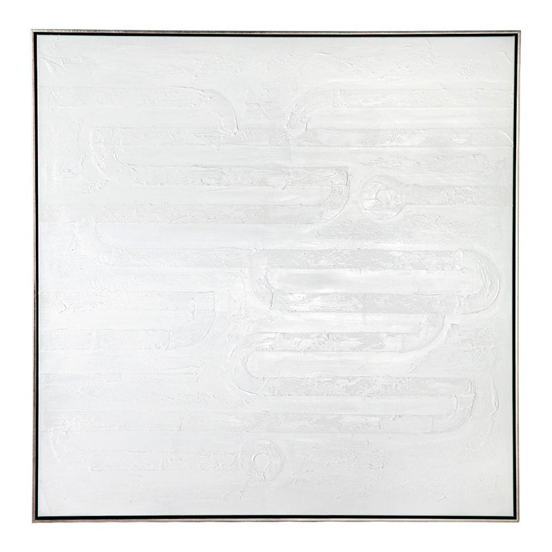 Clean Lines Oil On Canvas Painting - White
