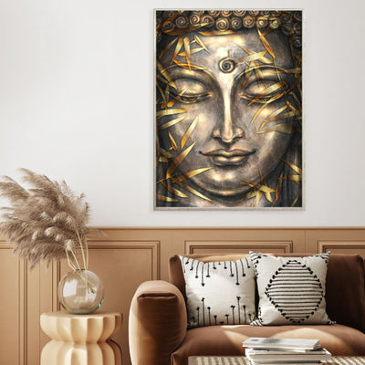 Buddha Spirit Framed Canvas Wood Grain Colour A