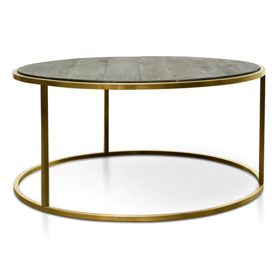 Set of 2 Round Coffee Table with Golden Base
