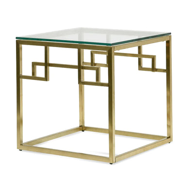Glass Top with Brushed Gold Base Side Table