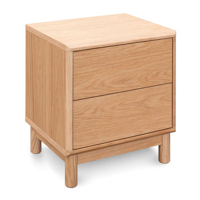 Wooden Bedside Table with Push-To-Open Drawers