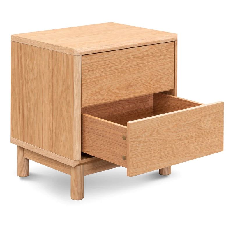 Wooden Bedside Table with Push-To-Open Drawers
