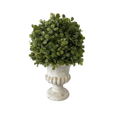 French Squat Potted Faux Topiary Ball