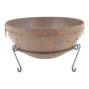 Studded Rust Deep Firepit with Legs