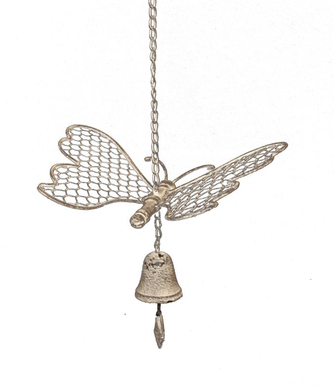 Large Hanging Butterfly With Cast Iron Bell