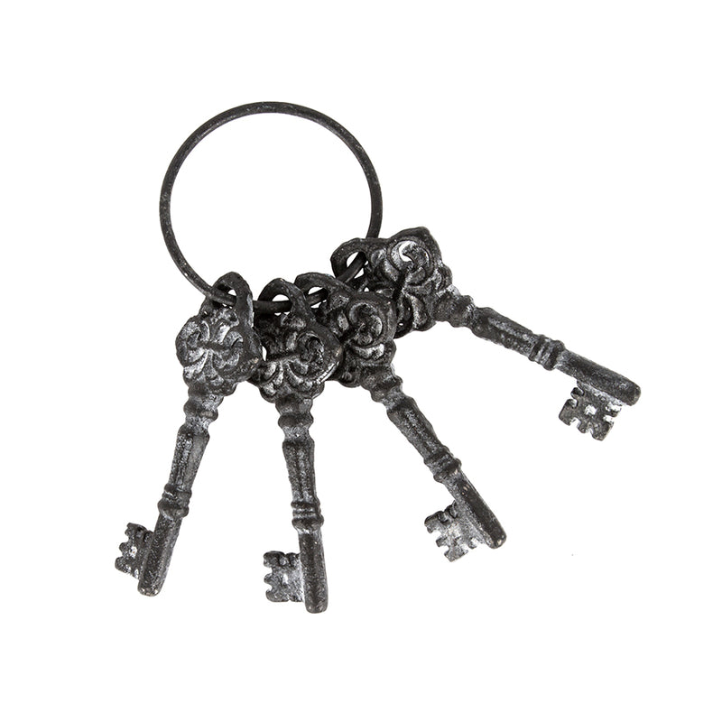 Antique Black Cast Iron Keys On Ring