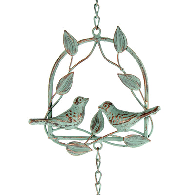 Lovebirds On Leafy Swing Hanging Bell