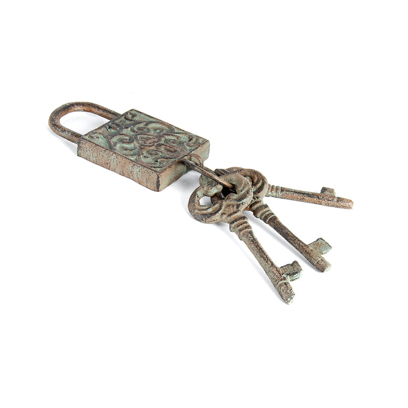 Antique Lock with 3 Keys on Ring