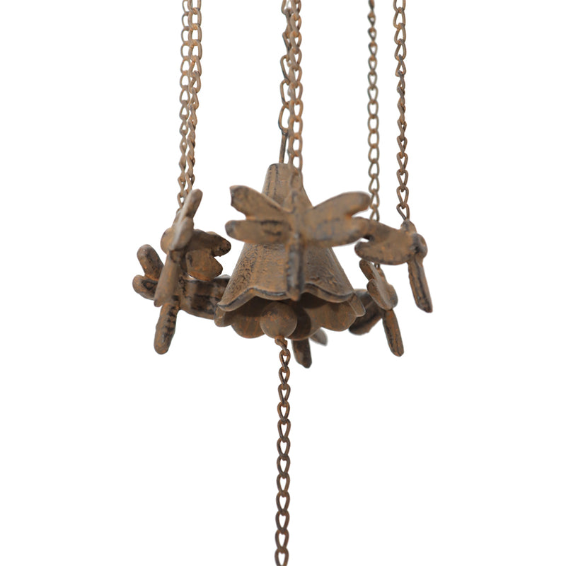 Hanging Cast-Iron Dragonflies Chime with Bell