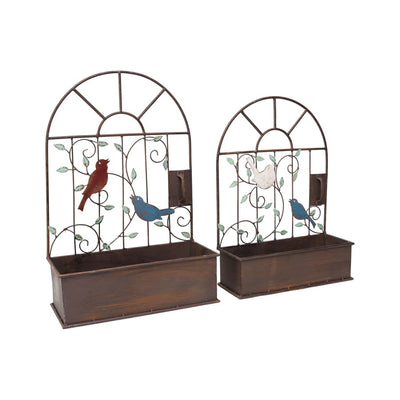 Set of 2 Nested Colour Bird Arch Wall Planters