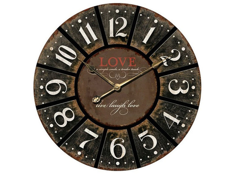 XL Round Charcoal Clock with Love