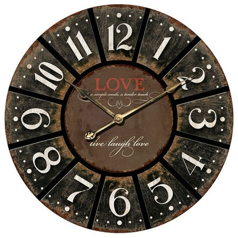 XL Round Charcoal Clock with Love