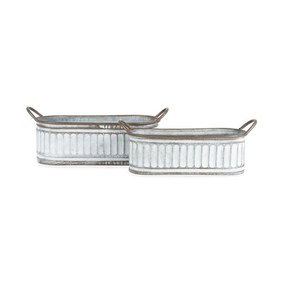 Set of 2 Nested French-Country Oval Planters Holders