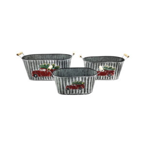 Set of 3 Nested Fluted Christmas Planters