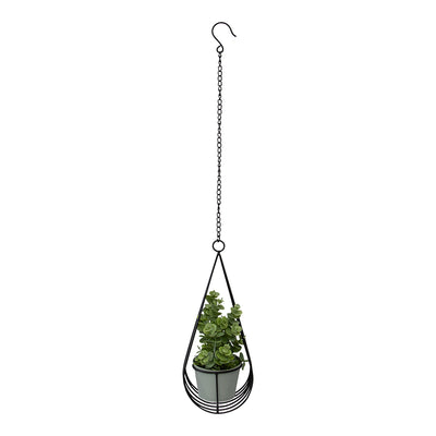 Black Hanging Cradle with Pot and Chain Planter