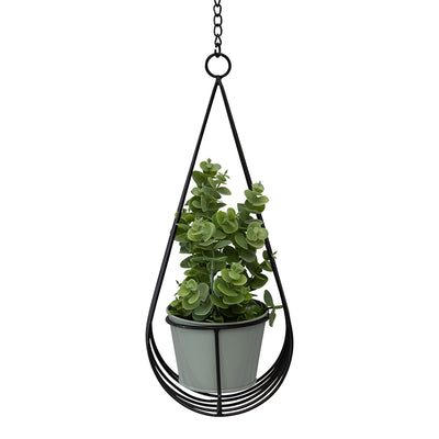 Black Hanging Cradle with Pot and Chain Planter